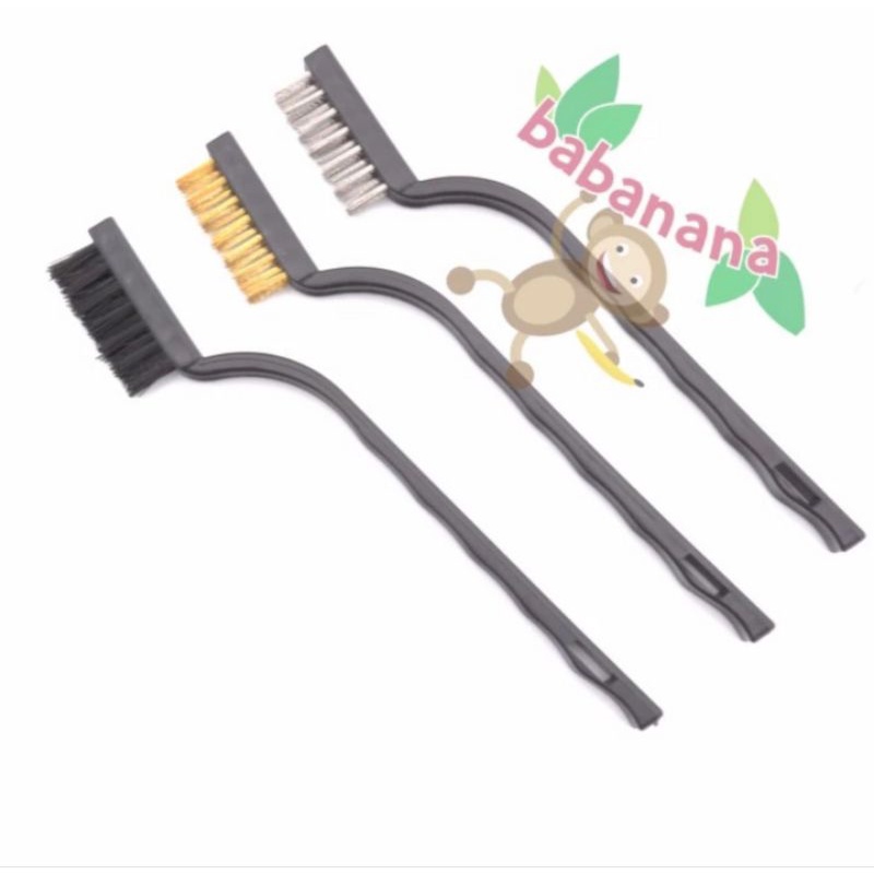 3pcs wire brush sikat kawat besi kuas set scratch steel multi use
