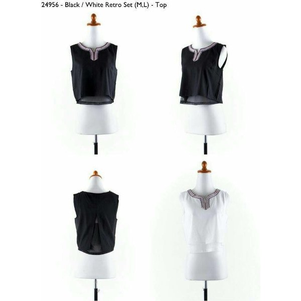 UNIX Laris Baju Setelan Set AtasanHotpants PutihHitam HempCina Korea Murah