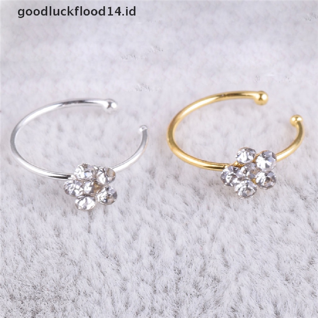 [OOID] 1Pc Small Thin Clear Rhinestone Flower Nose Ring Charm Nose Ring jewelry Fashion ID