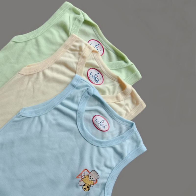 3 Pcs Baju Bayi LUGA SNI Lengan Buntung - Baju Bayi Kaos Oblong  1-2 Tahun