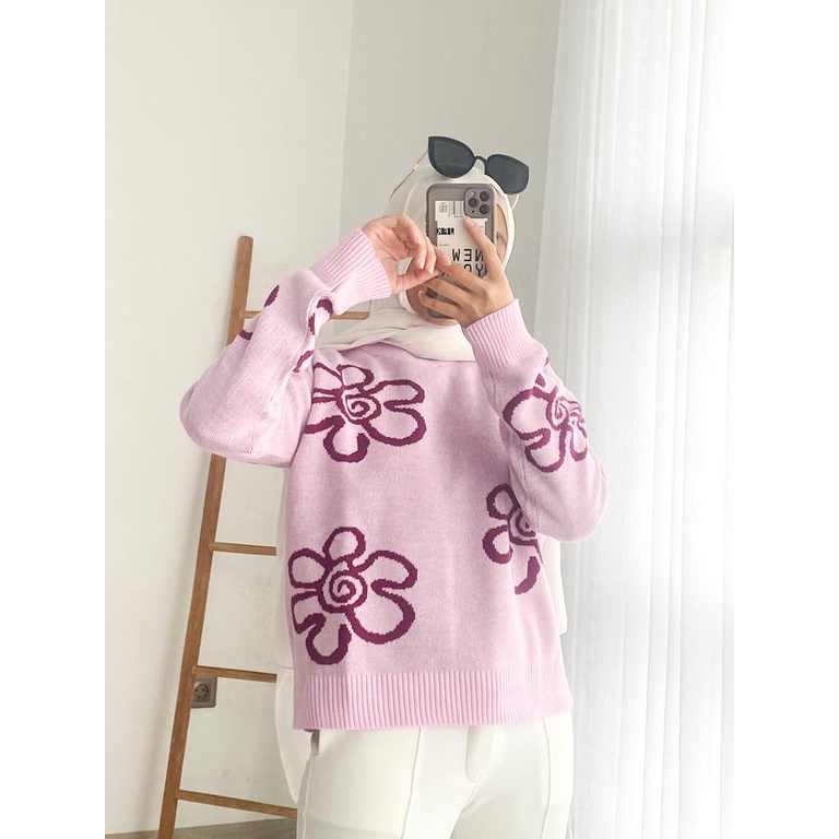 FLOWER SWEATER - SWEATER RAJUT - SWEATER MURAH BANDUNG - RAJUT MURAH