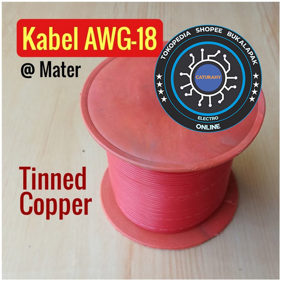 Kabel AWG 18 awm Red Merah Serabut tinned copper awg18