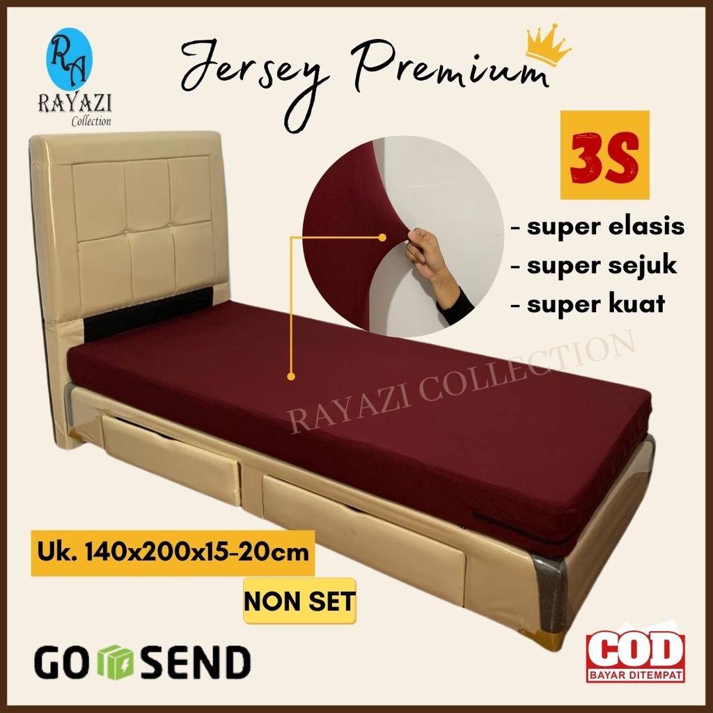 SPREI RESLETING JERSEY PREMIUM / SARUNG KASUR Uk 140x200x15-20CM KASUR BUSA