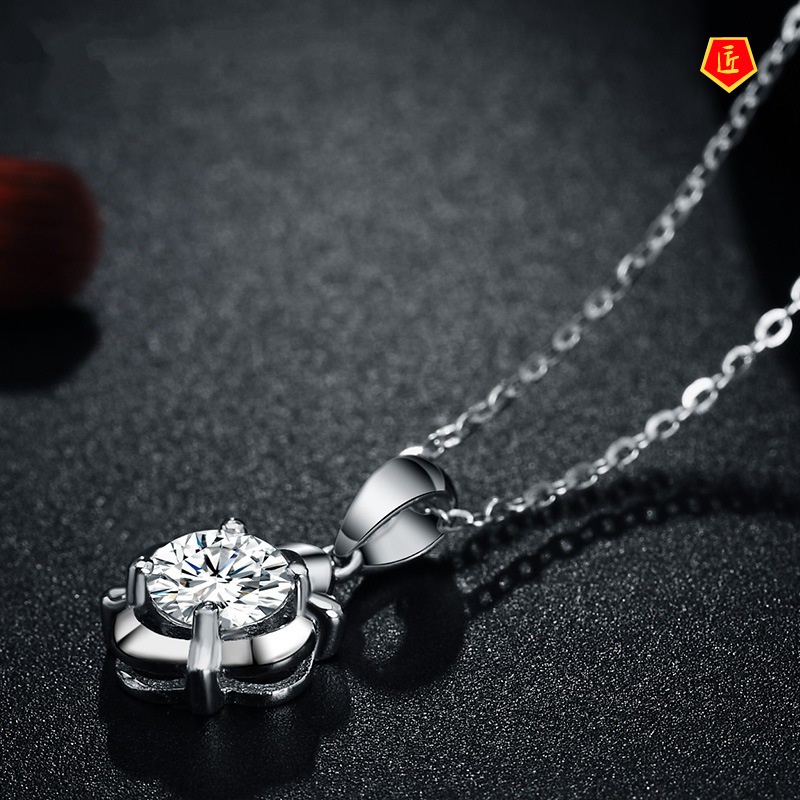 [Ready Stock]Japanese and Korean Style Single Diamond Pendant Silver Necklace Simple Temperament