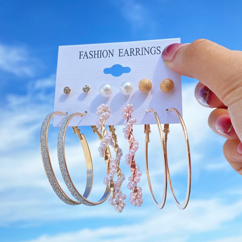 Anting Wanita Unik Style Korea 6 Set Earrings Hits Aksesoris Telinga