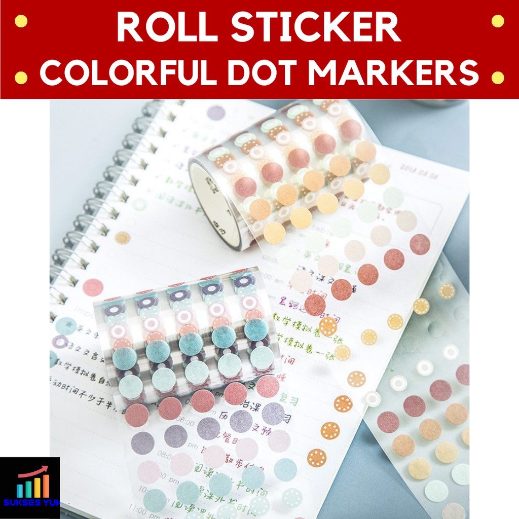

Stiker Gulung Roll Sticker COLORFUL DOT MARKERS