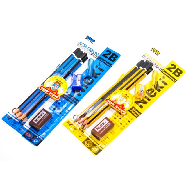 PENSIL IMPOR 1 SET ISI 6 PCS FREE PENGHAPUS SERUTAN PERUNCING PENUTUP PENCIL IMPORT