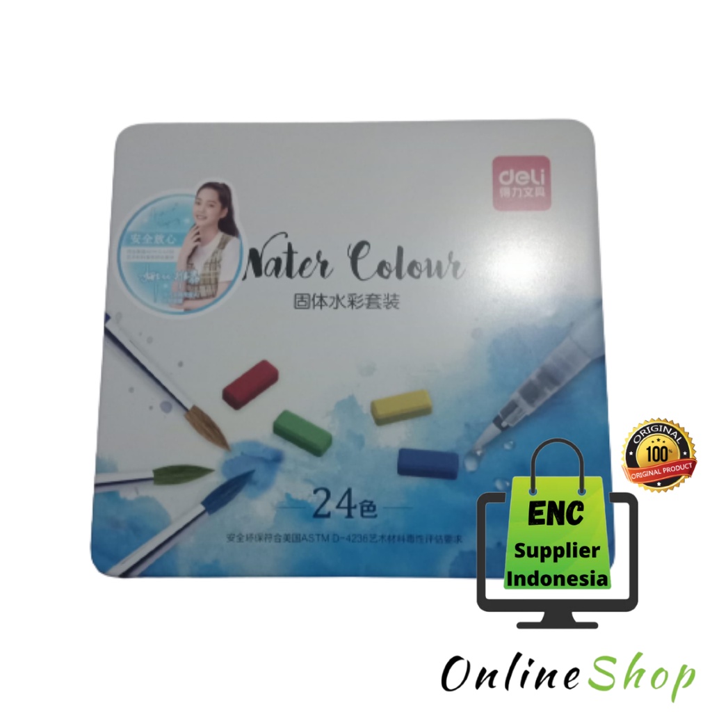 

deli 24 w watercolor solid isi 24 warna water color padat astm D-4236 cat air 24w per set - enc.sup