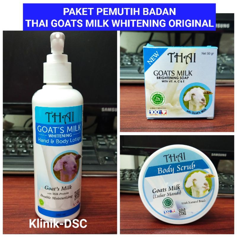 PAKET LENGKAP GOATS MILK 3 IN 1 BODY LOTION SABUN DAN SCRUB PEMUTIH KULIT