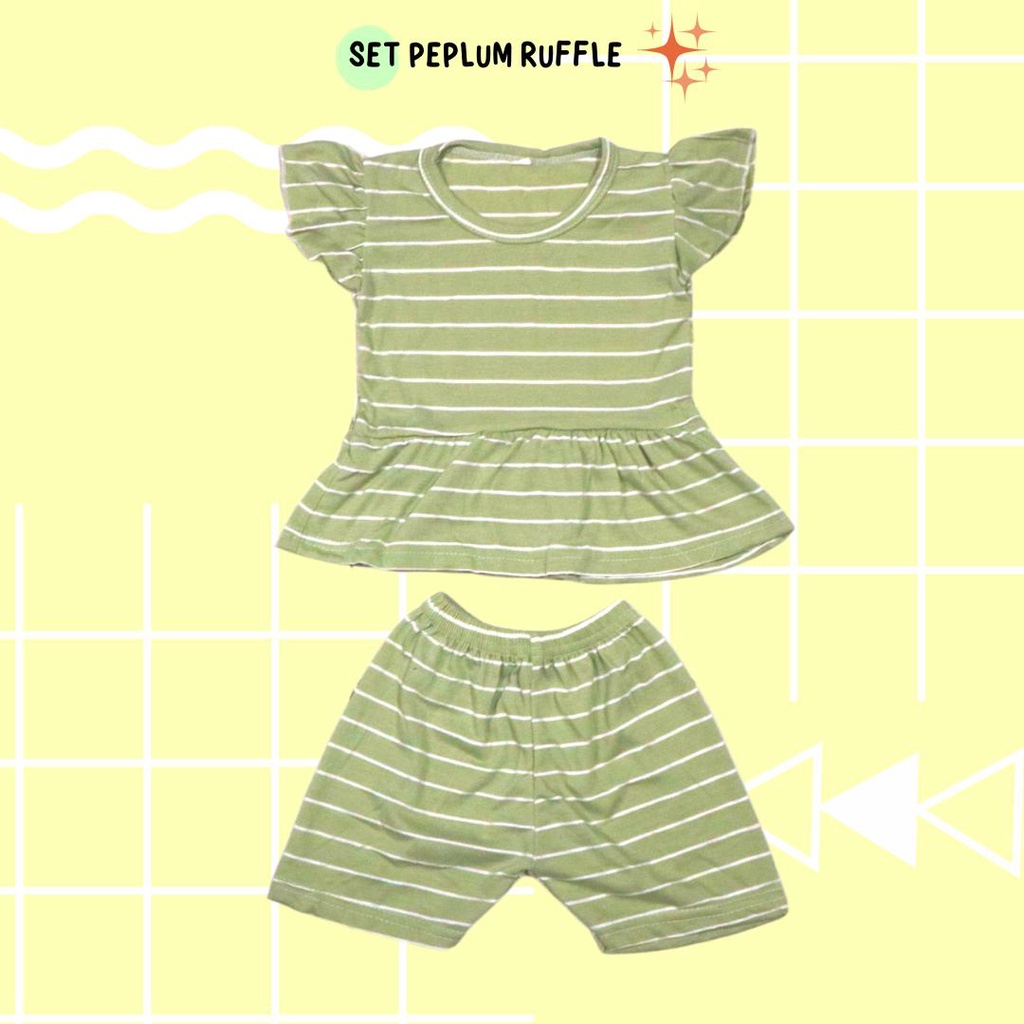 BabynKids - SET RUFFLE ANAK PEREMPUAN / SET RUFFLE PEPLUM ANAK / SETELAN ANAK PEREMPUAN 0-5 TAHUN