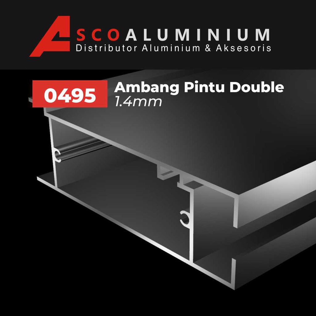 Aluminium Ambang Pintu Double 1.4mm Profile 0495 Swing Door