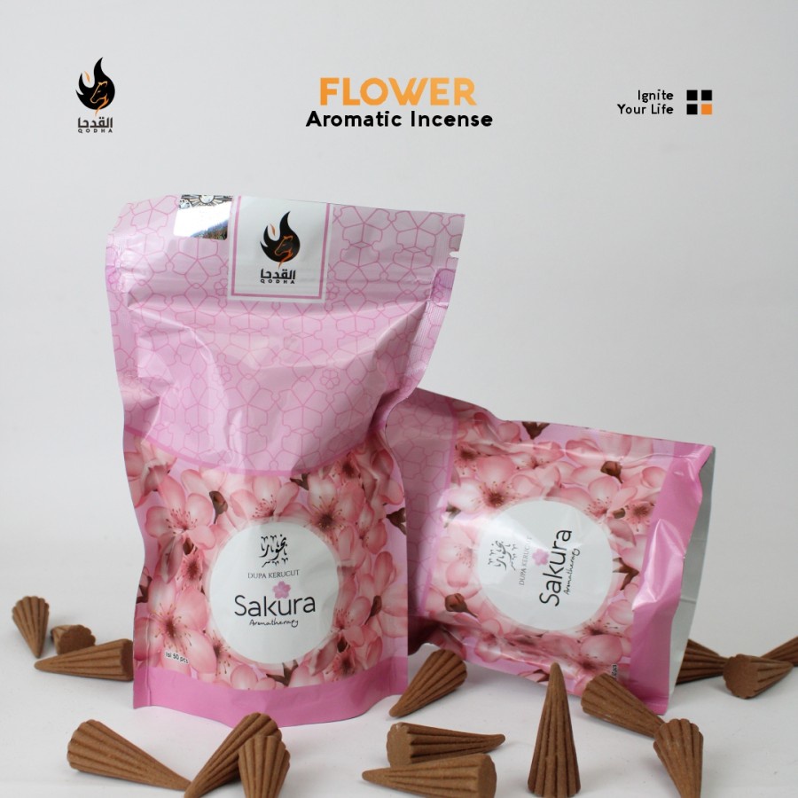 Bukhur Buhur Dupa Kerucut Aromaterapi Qodha isi 50 Pcs Aroma SAKURA