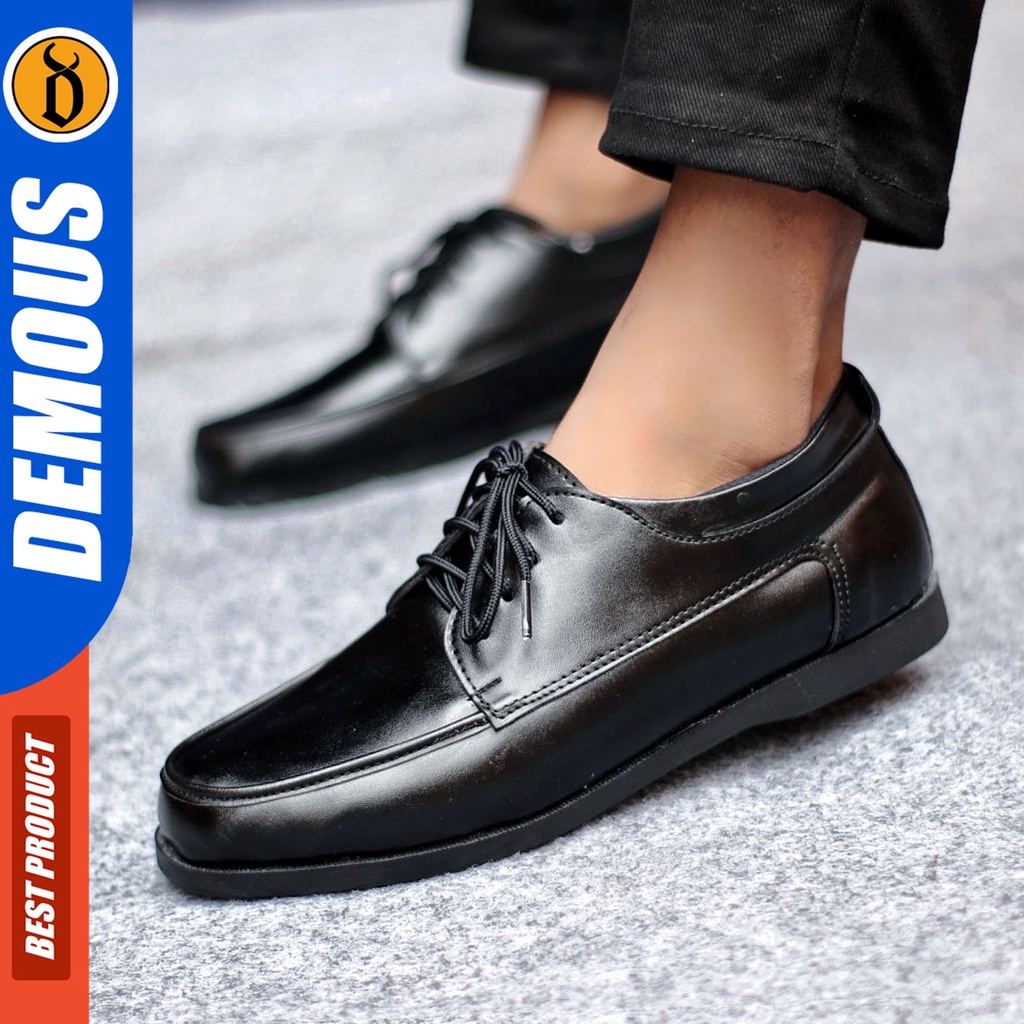 Sepatu Formal Pria Sepatu Casual Pria Kulit Pu Tali Sepatu Pantofel Kerja Kantor Kuliah Kondangan Sepatu Hitam Pria  DEMOUS MONZRE