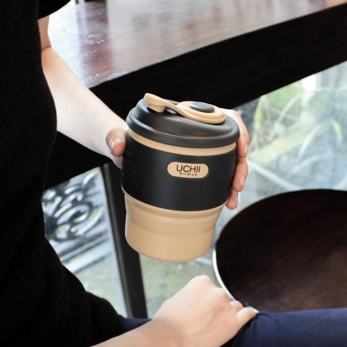 UCHII Silicone Foldable Travel Coffee Cup | Tumbler Gelas Kopi Lipat