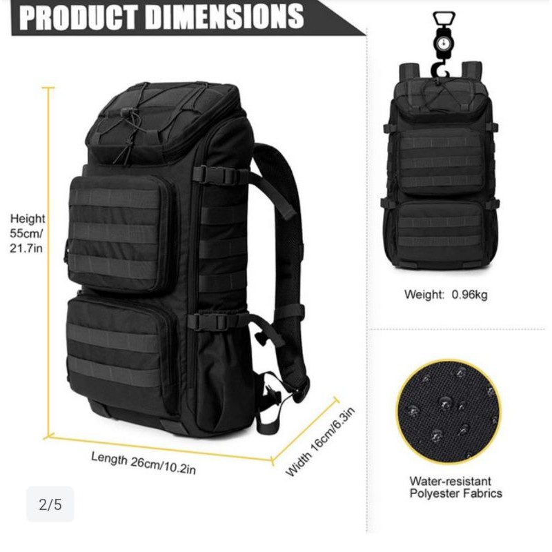 Tas Ransel Pria Tas Ransel Tactical Army Import Kapasitas 60L Tas Punggung Tas Pakaian Tas Laptop