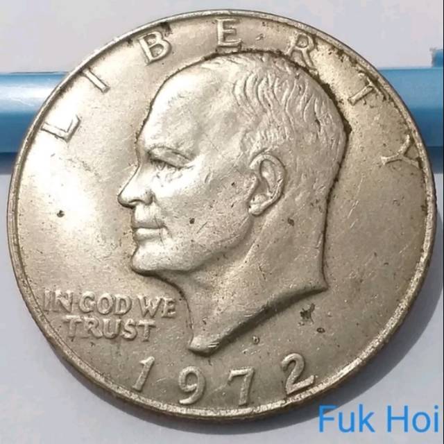 SCAMP.1-- 1 PC KOIN TEMBAGA-NIKEL EISENHOWER DOLLAR TH 1972. -- COPPER-NICKEL COIN --