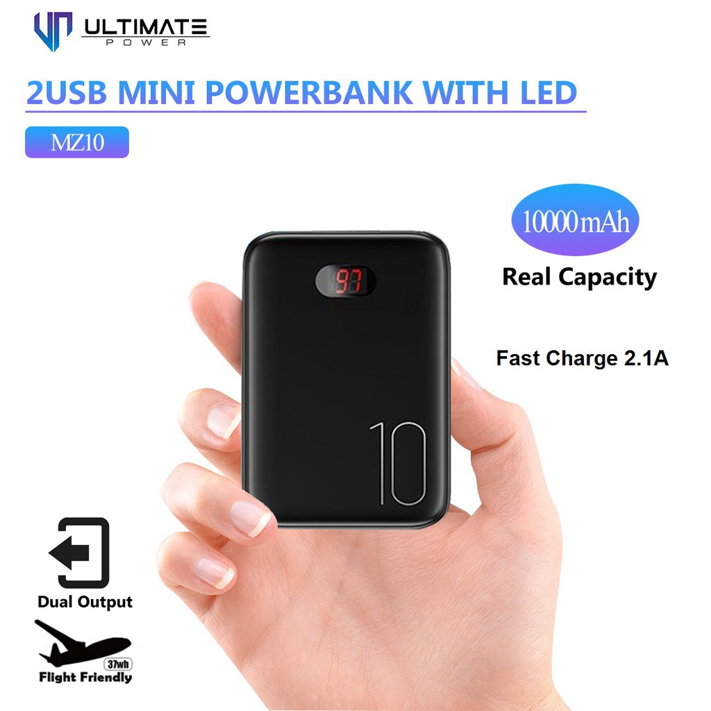 Power bank Mini 10000mAh Ultimate 10000mAh Dual USB Mini Digital MZ10 Original100%