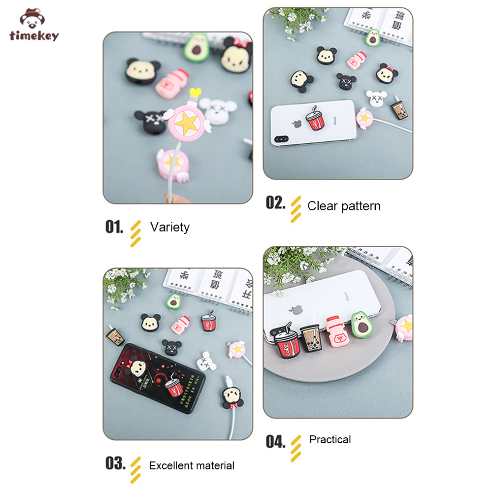 Cover Pelindung Kepala Kabel Data Charger Usb Bentuk Kartun