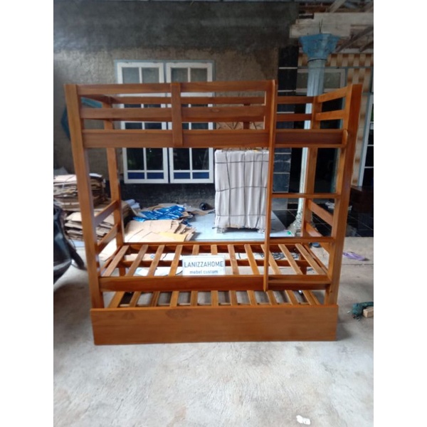 TERMURAH#RANJANG TINGKAT ANAK KAYU JATI 120X200