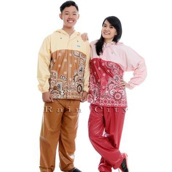 FELWINSHOP Jas Hujan Setelan Dewasa Batik Sekar Raincity - 69132 ( Baju Dan Celana)