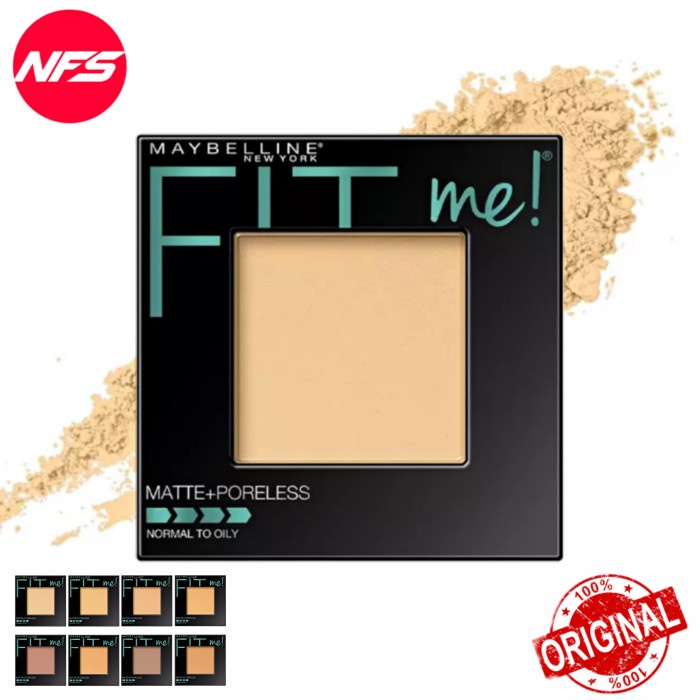 Maybelline Fit MeMatte+Poreless Powder-Bedak Compact/Padat Original - 110Porcelain