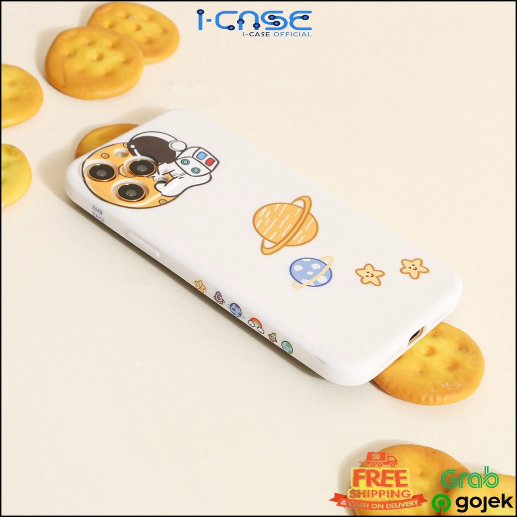 Soft Case OPPO RENO A1K A3S A5S A37 A71 A33 A31 A52 A54 A74 4F Astronot Cute Couple Cartoon Edge Lens Cover