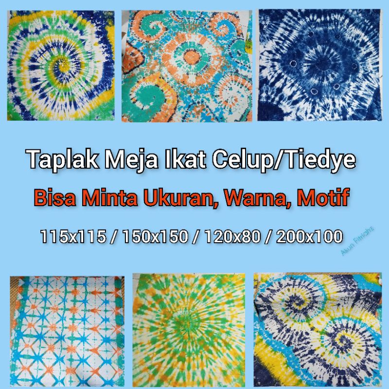 Taplak Meja ikat Celup Boleh Request motif warna Shibori jumputan cubit Prakarya sekolah