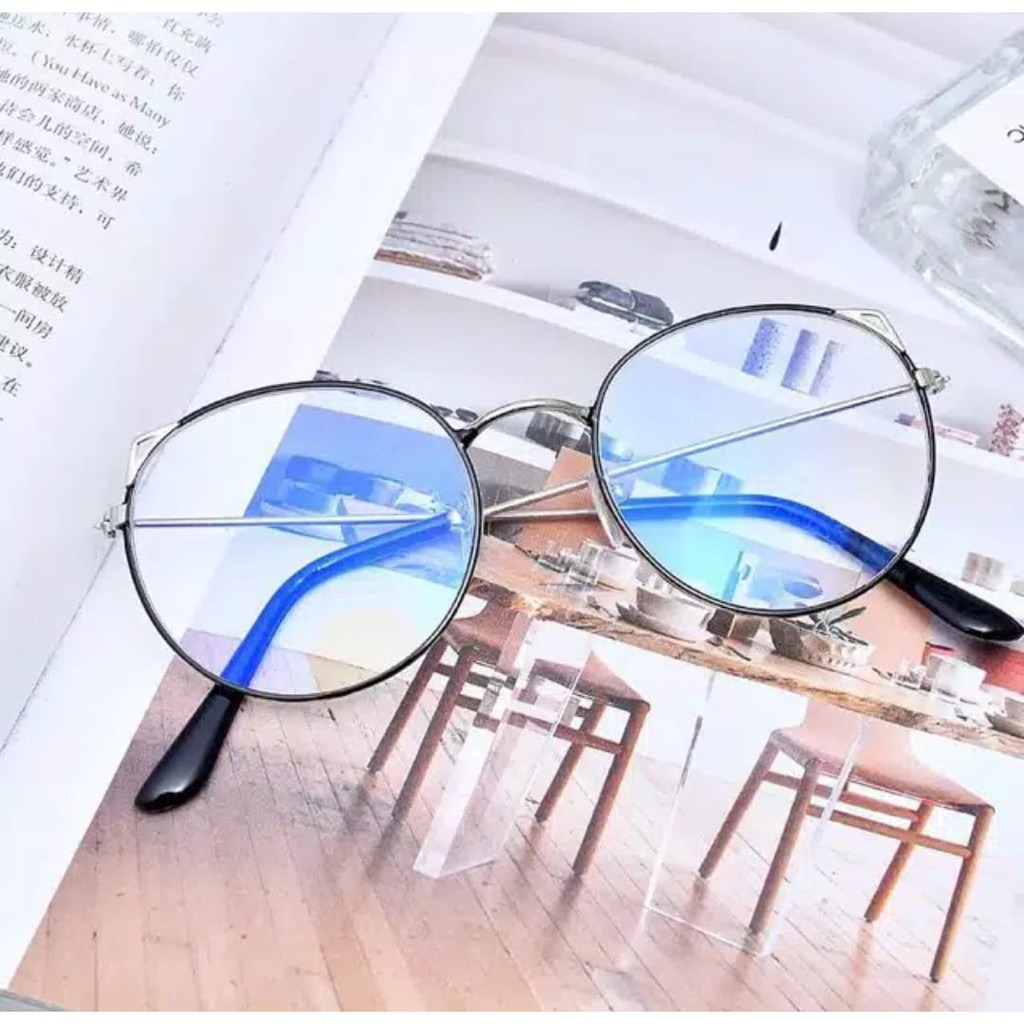 ♥TMALL88♥ Kacamata Baca Frame Anti Radiasi Metal Gaya Retro Untuk Pria / Wanita KM28