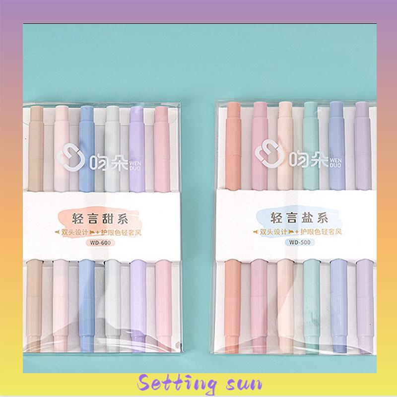 6PCS Spidol Highlighter Dua Sisi Ujung Lembut TN