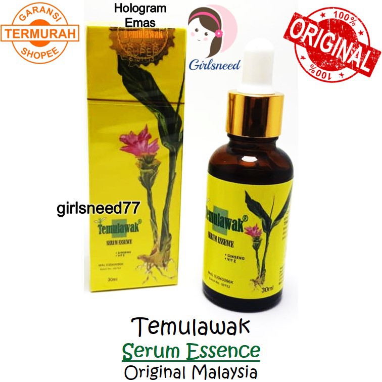 Temulawak Paket Krim Siang Malam Sabun plu Serum Essence Original Malaysia Temulawak Cream