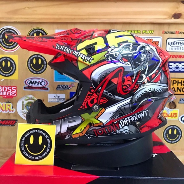 JPX HELM CROSS FULL FACE X16 SNAKE RED GLOSS