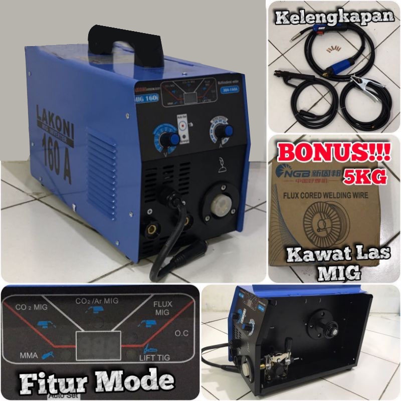 Travolas Mesin Las Flux MIG CO2 MMA Lift TIG 160 Lakoni Mig 160 Mig160 i 4in1