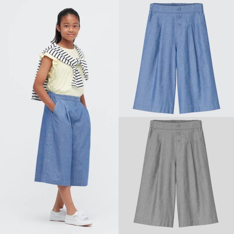 Uniqlo Girls Cotton Kulot Pants / Celana Katun Kulot Uniqlo Anak Perempuan (3-11 Years)