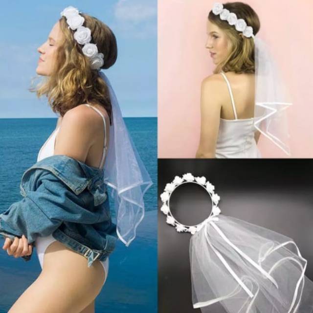 Mahkota bunga putih/ veil wedding