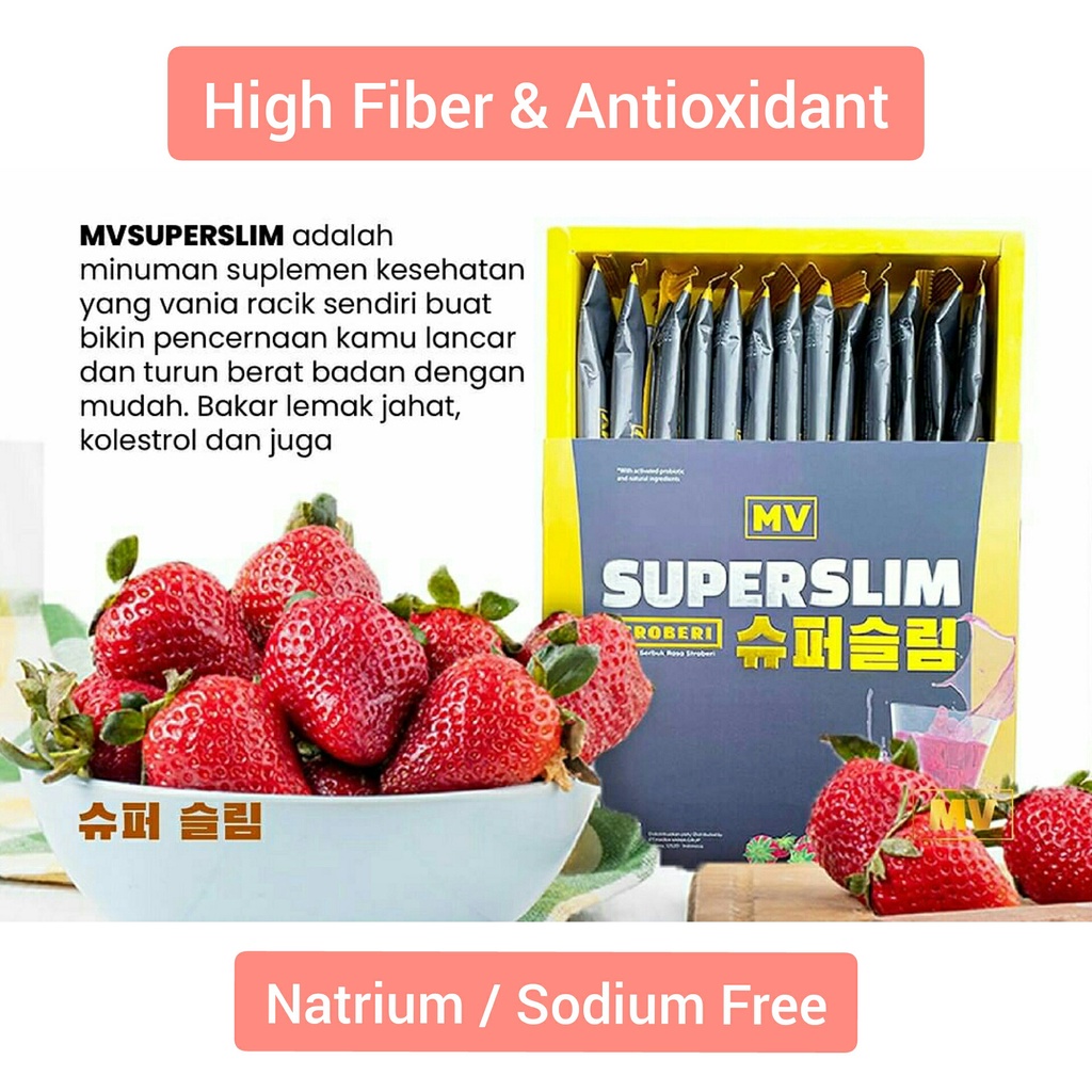MVSUPERSLIM 7 Sachet 1 Week Supply Strawberry Fiber Drink by Maria Vania BPOM Halal MV SuperSlim Sup