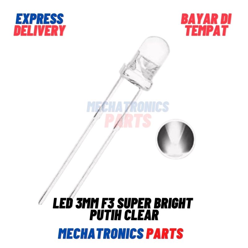 [DSP-0071] LED 3MM F3 SUPER BRIGHT WHITE PUTIH CLEAR