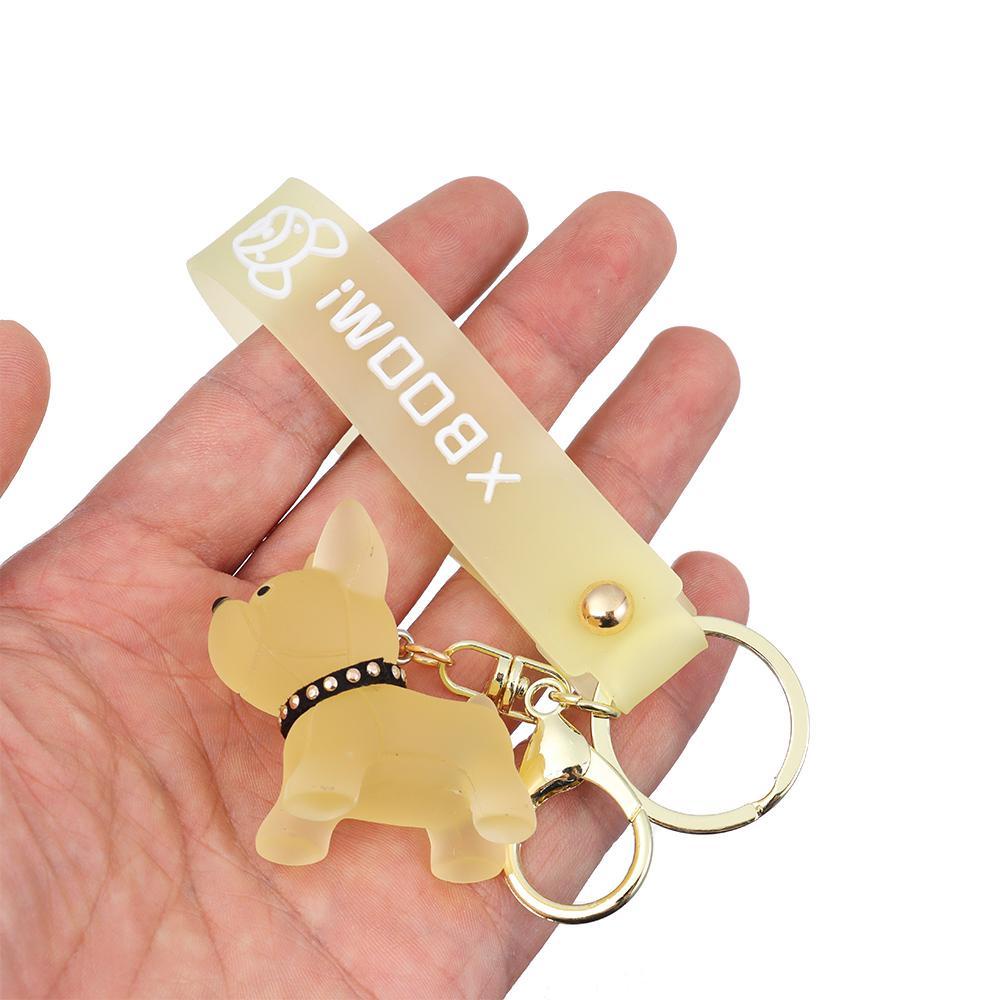 Wonder Kristal Buldog Anjing Gantungan Kunci Lucu Fashion Portable Mobil Key Holder Tahan Air Warna-Warni French Bulldog Pendant