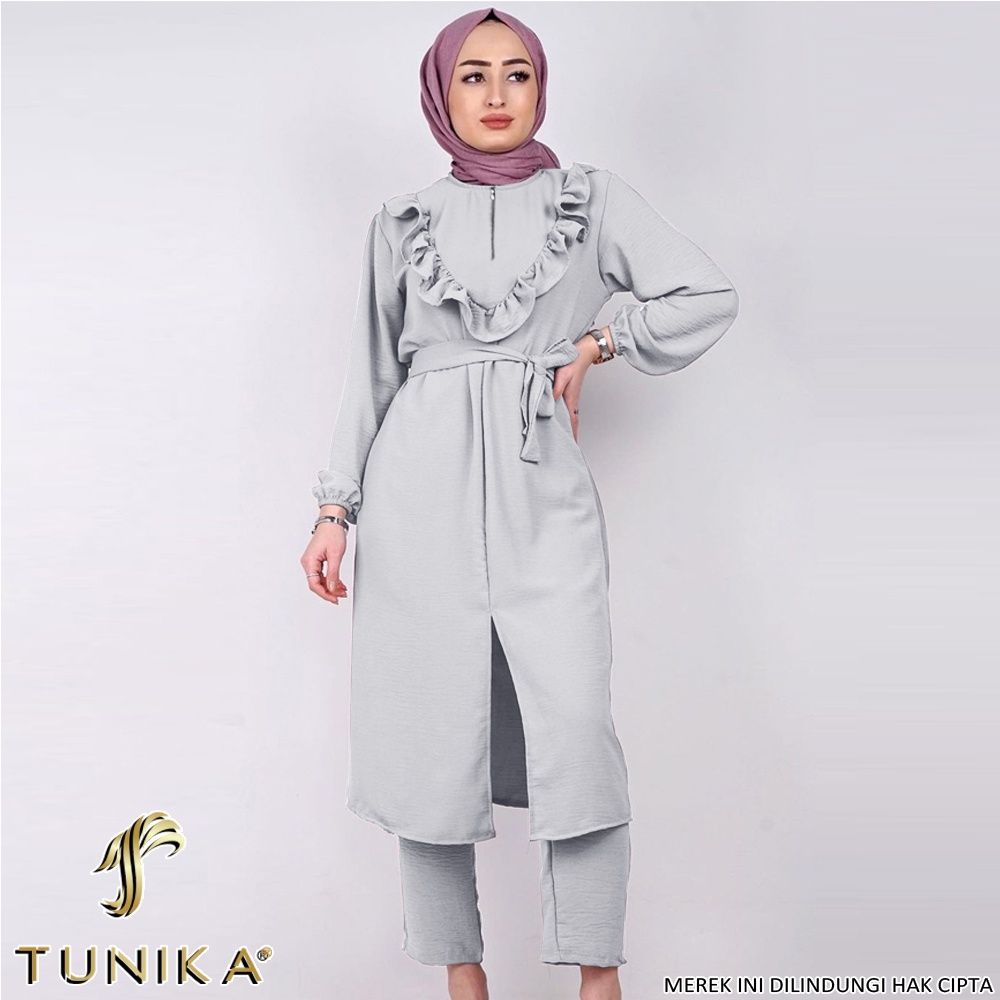 Baju Setelan Wanita Kekinian - One set Wanita - Setelan Tunik - Set Rinosa dan Set Rinsa - Lexoir-Set Rinsa Abu