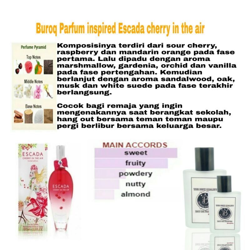 PARFUM ESCADAA CERRY / CERI / CERY PARFUME WANITA MUDA WANGI MANIS BUAH INSPIRED by BUROQ PARFUM