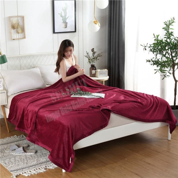 Selimut Dewasa Selimut Bulu Halus Polos 140x200 super halus Lembut Impor Terlaris(M7S0) Selimut Teba