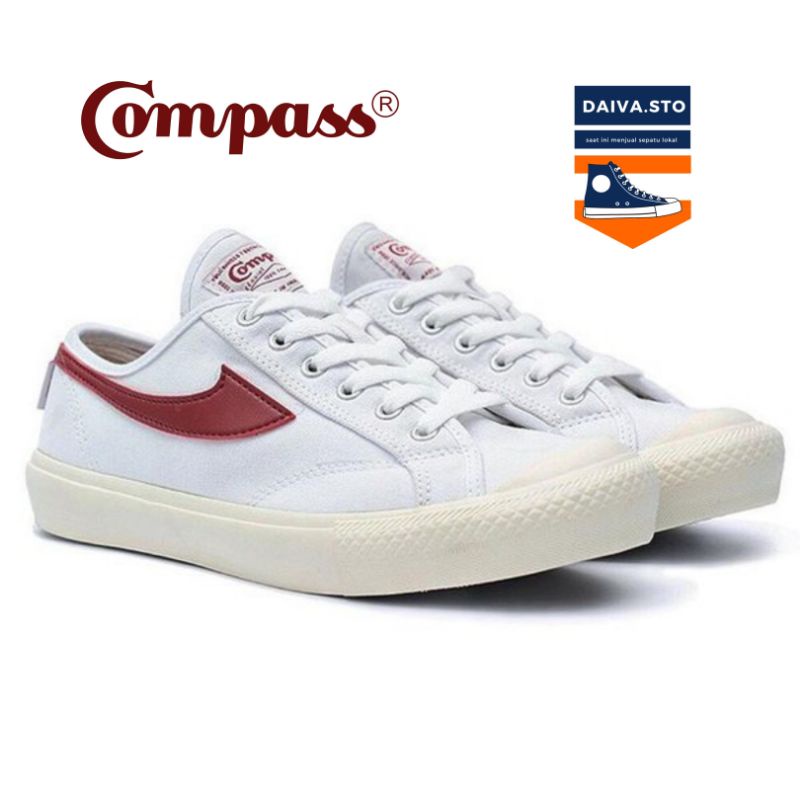 Sepatu Compass Gazelle Low White Red