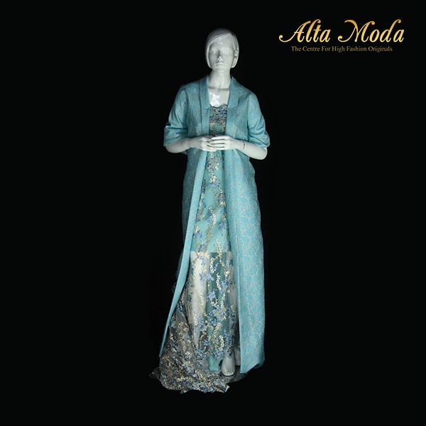 

Alta Moda Kain Tile Bordir 3D Pearl Bunga- Biru Muda Silver (1M)