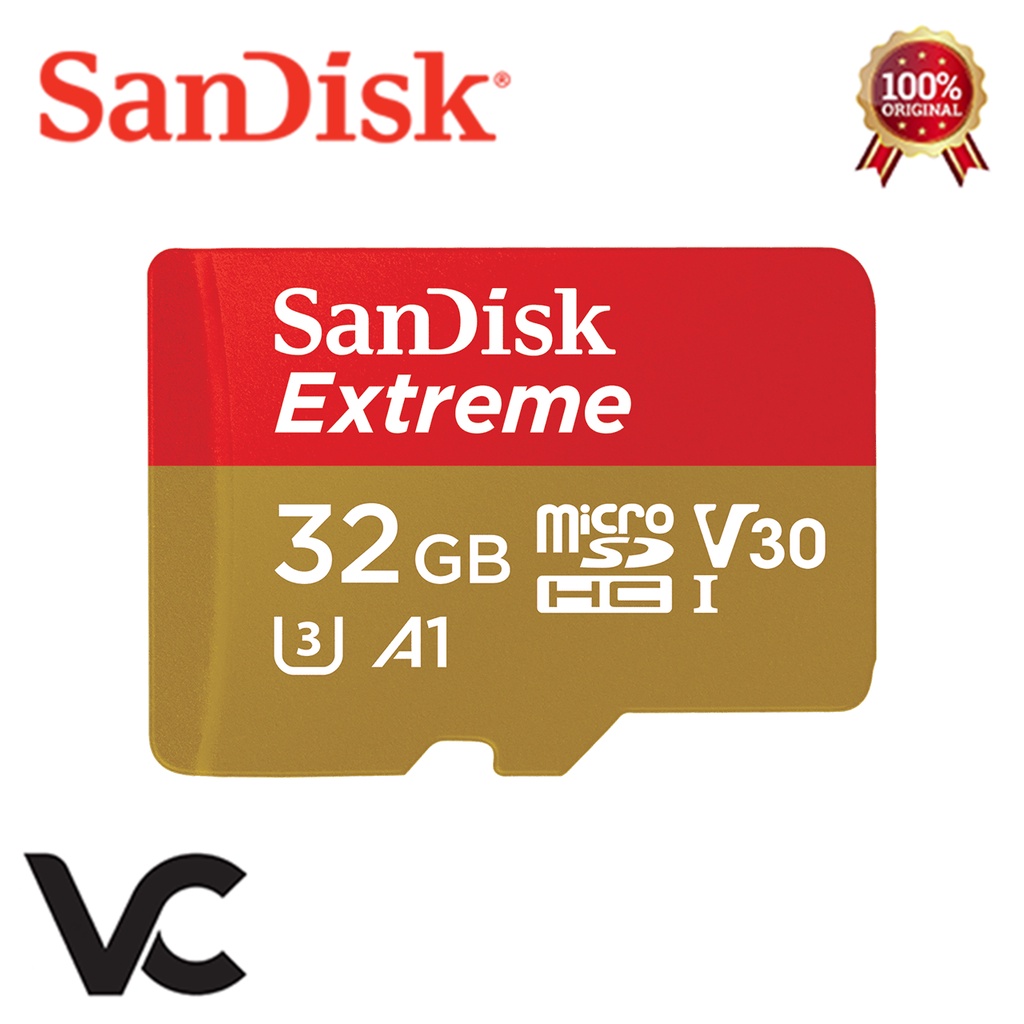 MicroSD SanDisk Extreme 32GB A1 4K V30 U3 Memory Card 32 GB Micro SD SDHC 100MBPS Kartu Memori