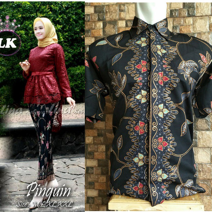 keaya brokat aurora pingun couple hem batik lengan pendek