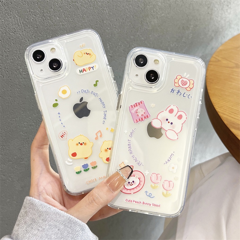 Soft case Transparan Motif Hewan Ayam Dan Kelinci Untuk iphone 11 12 13 pro max x xs xr xsmax 7 8 plus