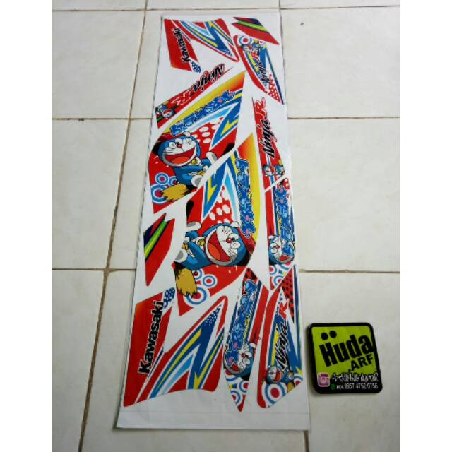 striping/lis/sticker variasi NINJA R "DORAEMON" merah-biru-hitam