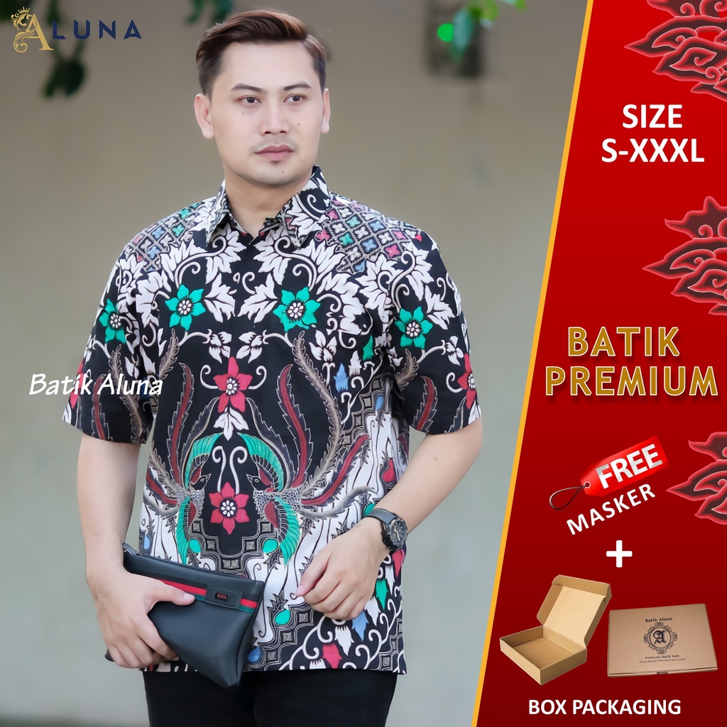 BAJU BATIK COWOK LENGAN PENDEK TERBARU KEMEJA BATIK PRIA KEKINIAN KEREN ASLI BATIK ALUNA PD 017