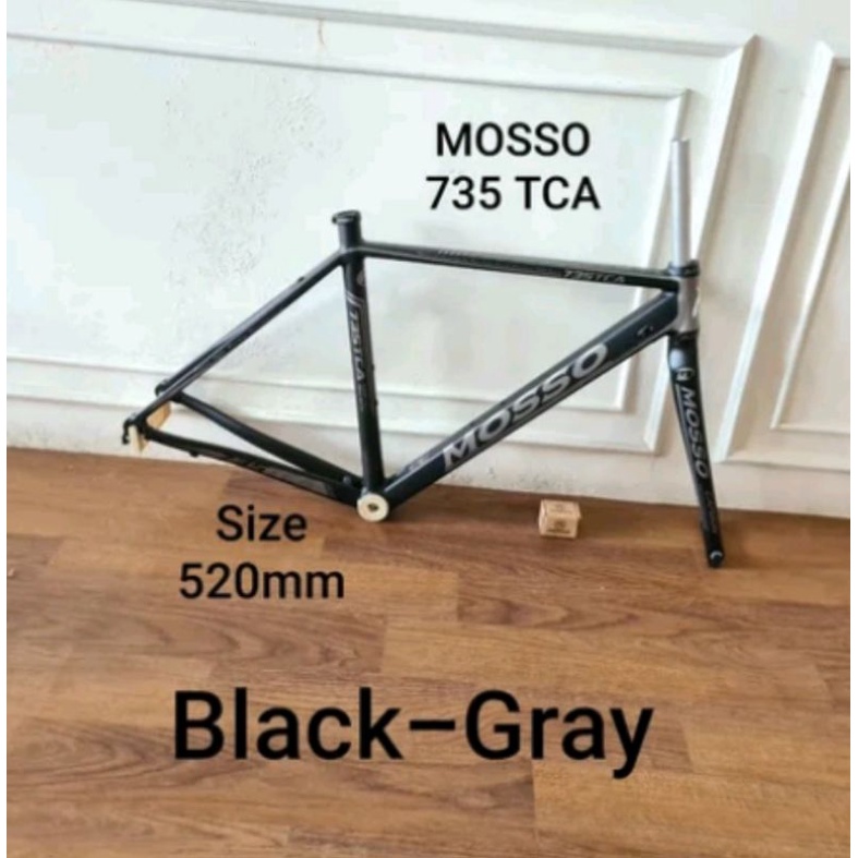 Frame Road Bike Mosso 735 TCA  Hitam Abu Abu Black Grey.Rangka Sepeda Balap 735tca Alloy Fork Carbon