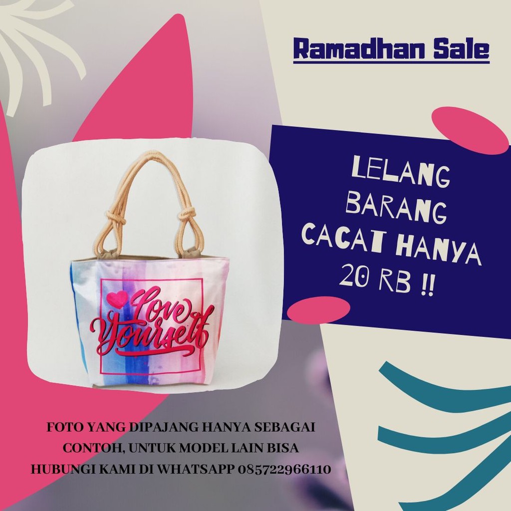Produk Retur Layak Pakai Totebag Tali Sumbu Muslim Hijab Pattern Ethnic Floral Dan Kartun