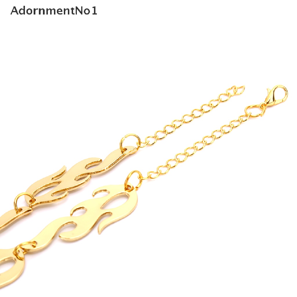 (AdornmentNo1) Kalung Choker Rantai Gaya Punk Hip Hop Motif Api Bahan Metal Untuk Perhiasan Pria / Wanita